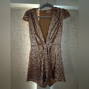 Tobi Bronze Sequin V-Neck Dress